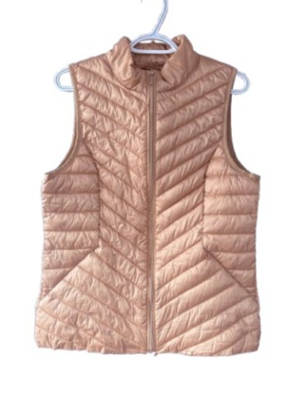 Zafin Collection quilted puffer vest metallic rose gold women's size M